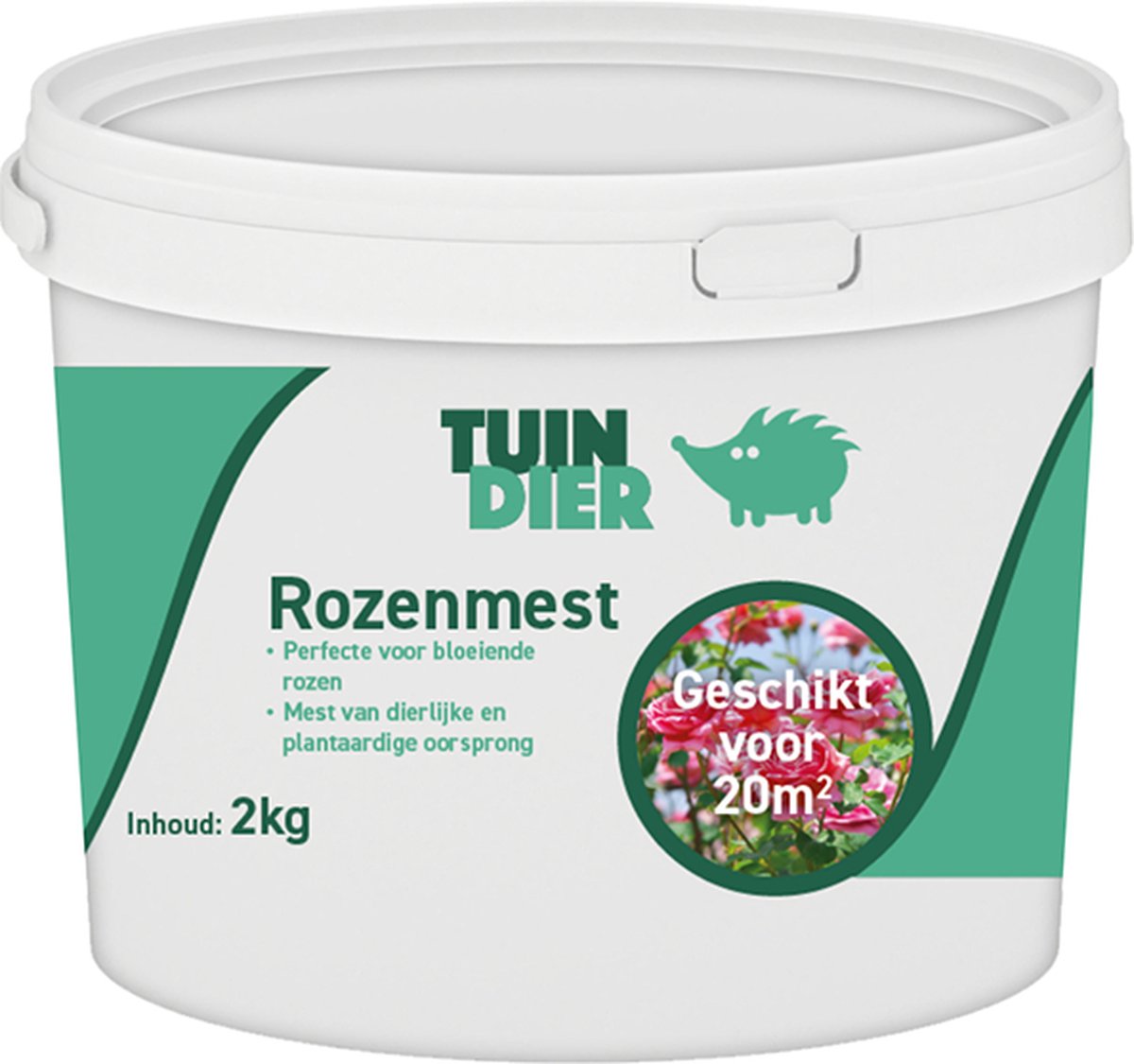 Rozenmest | TUIN-DIER® | Rozen meststoffen | Rozen voeding | Mest voor rozen (buiten) | 100% natuurlijk | In handige bewaaremmer | 2.000 gram | 2 kilogram