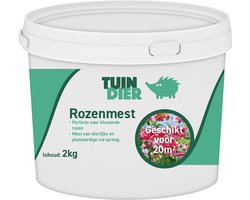 Rozenmest | TUIN-DIER® | Rozen meststoffen | Rozen voeding | Mest voor rozen (buiten) | 100% natuurlijk | In handige bewaaremmer | 2.000 gram | 2 kilogram