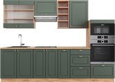 Vicco Elément de cuisine complet Fame- Line, Vert Goud Country/ Goud Power Oak/Powerful Oak gold, 280 cm, WB Oak