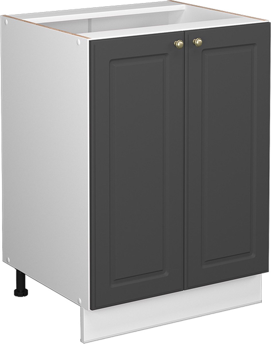 Vicco Fame-Line Keukenonderkast – 60 cm zonder werkblad Antraciet-goud Anthrazit-Gold landelijk/Wit