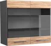 Vicco Armoire de cuisine en Verres Fame- Line, Chêne puissant or/Anthracite, 80 cm
