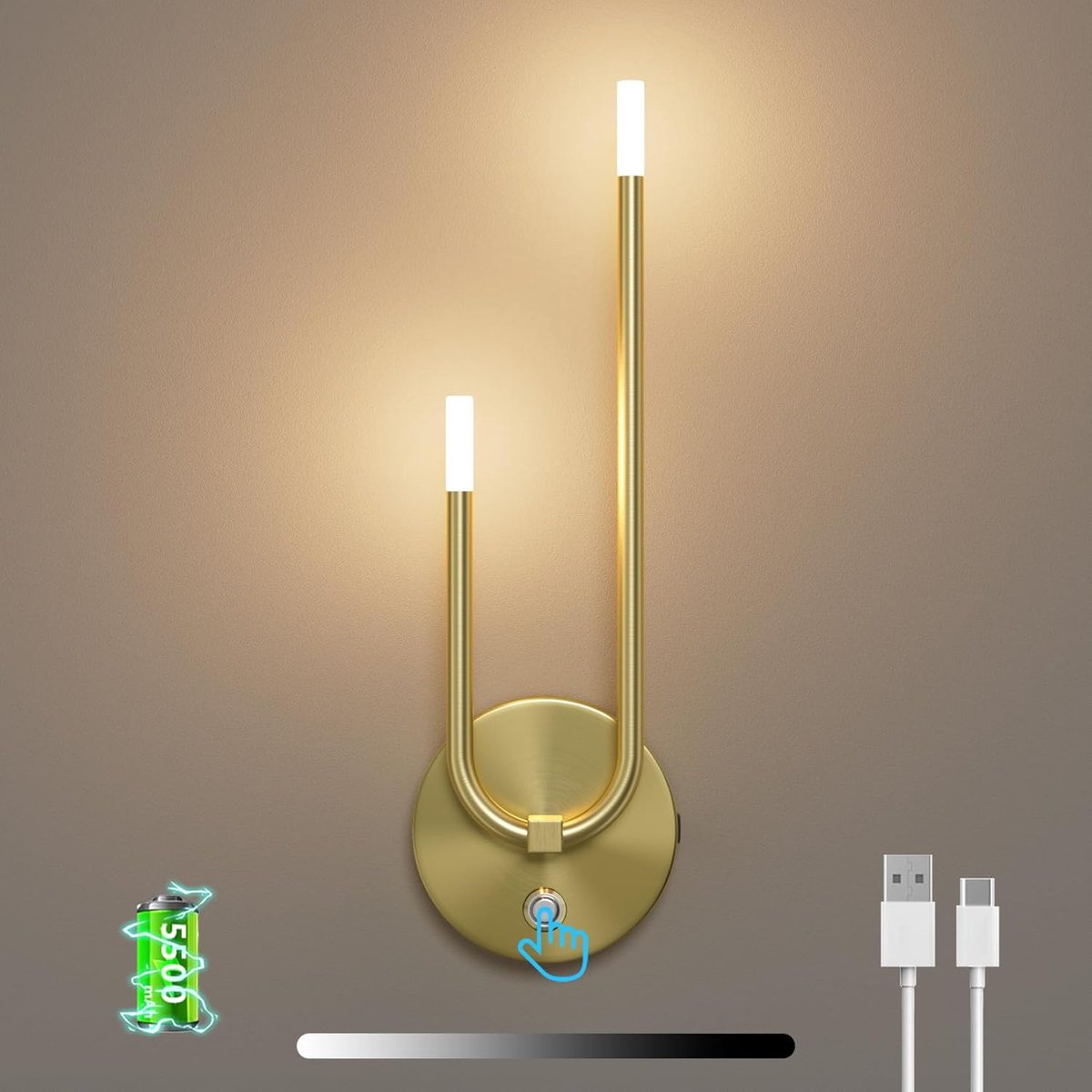 Solacis Wandlamp oplaadbaar - Wandlamp - Wandlamp oplaadbaar binnen - Wandlamp binnen - Must have voor in uw woning!