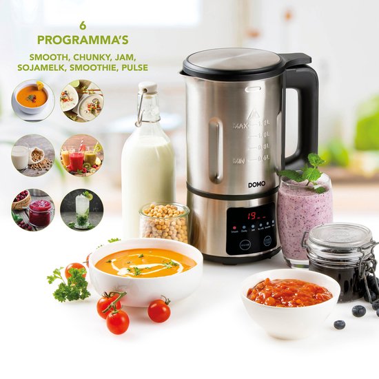 DOMO DO727BL Soepmaker Domo ‘My Soup Express’ - 1,2L - 6 programma’s - Voor confituur en sojamelk - RVS - Zwart van Domo — afbeelding 3