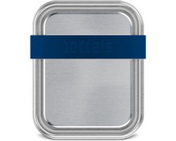Lunchbox met Verdeler, Klein, 2 Vakken, 15 x 12 x 5 cm, RVS, Nacht Blauw - Boddels | Smacht