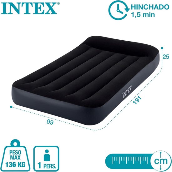 Comfort Elevated Luchtbed Ingebouwde Pomp 1-Persoons 52cm x 203cm x 51cm - Opblaasbaar Intex Luchtbed van Merkloos — afbeelding 4