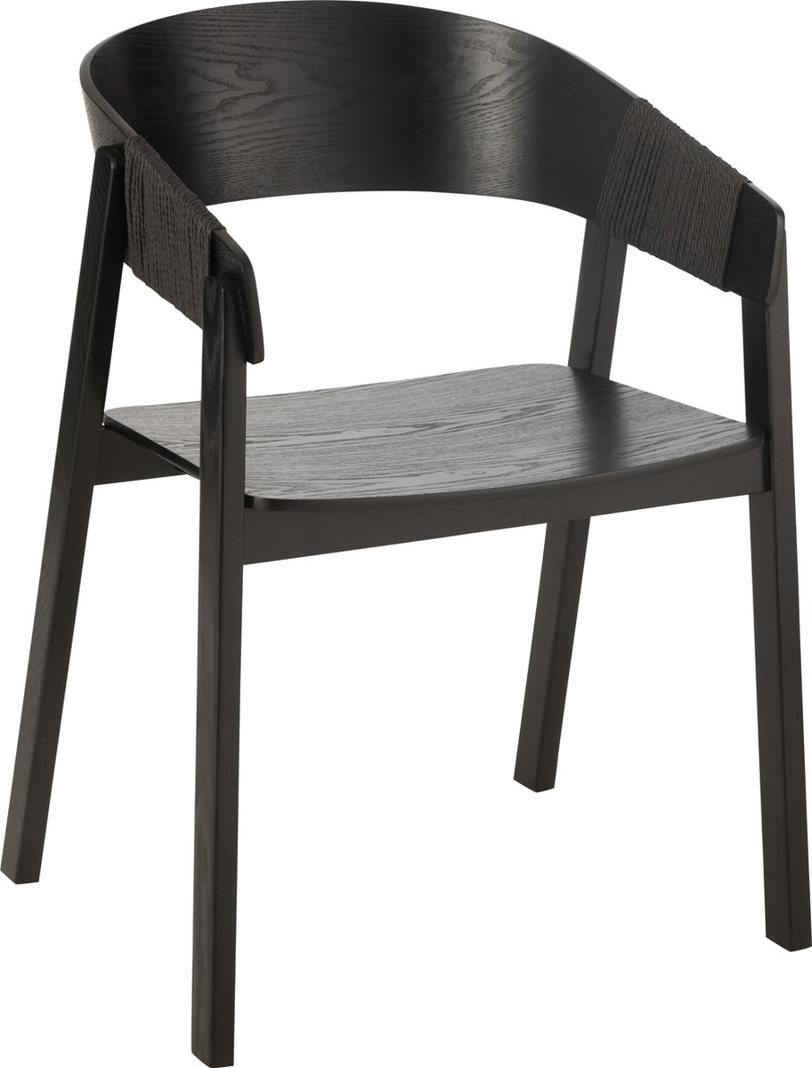 J-Line stoel Naga - essenhout/touw - zwart