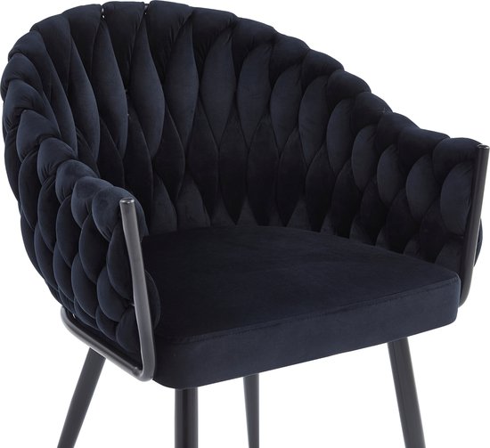 Colenis® - Chaise de salle à manger Wave - Set de 4 - Zwart - Velours - Velours - Design