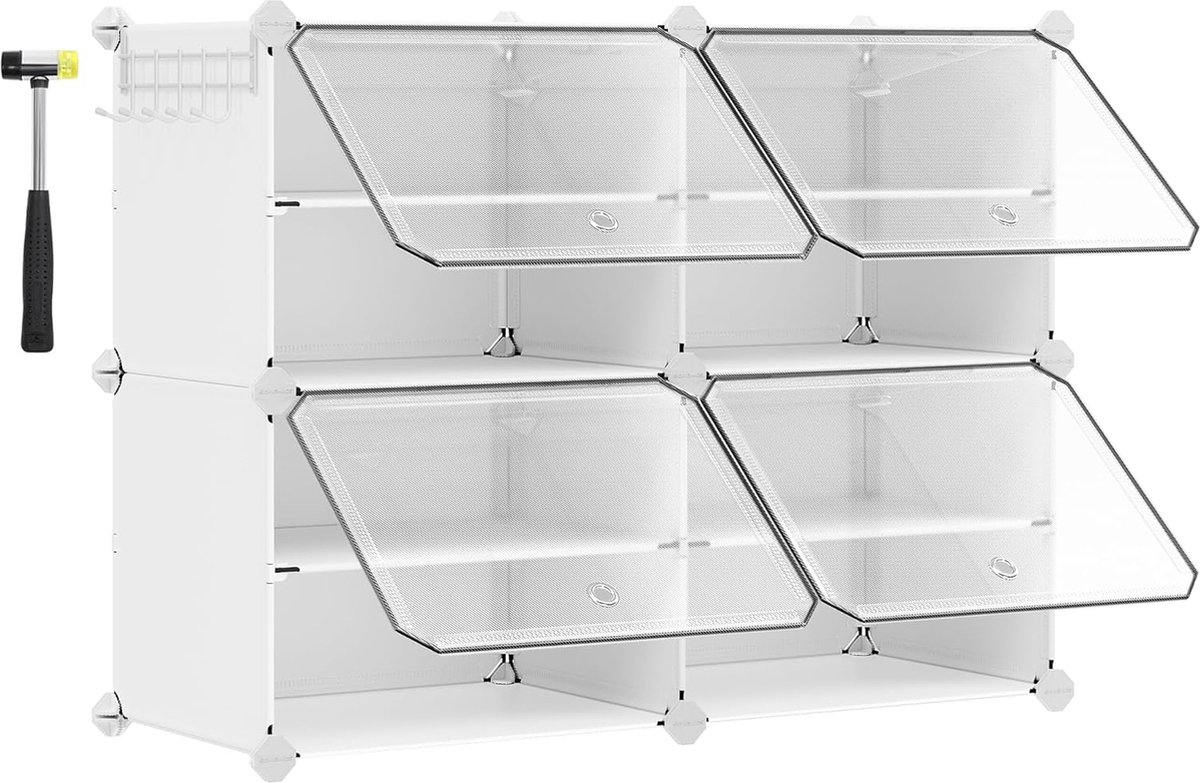 Schoenenrek – 4 compartimenten – Stalen frame – Zwart