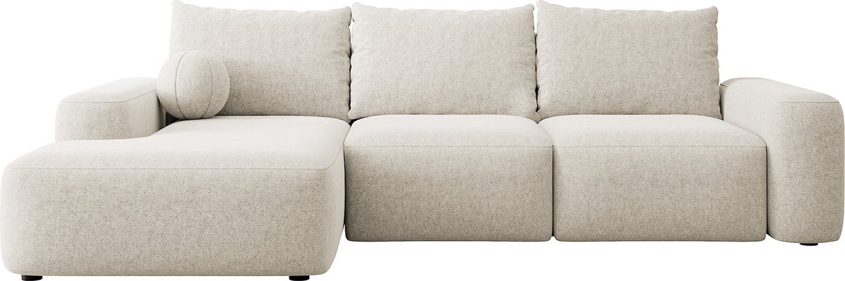 Selsey Hoekbank met slaapfunctie Carnos - crème chenille - linksgericht