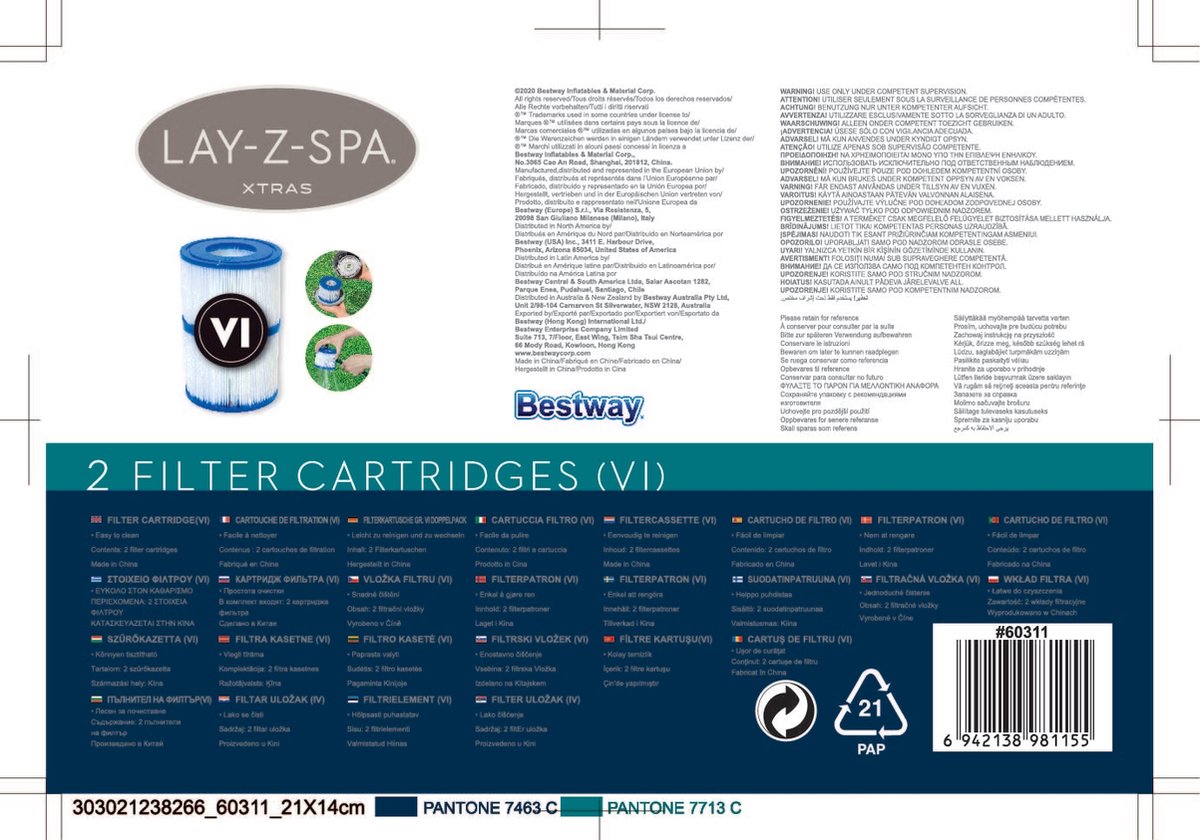 Lay-Z-Spa Filtercartridges type VI - 2 stuks