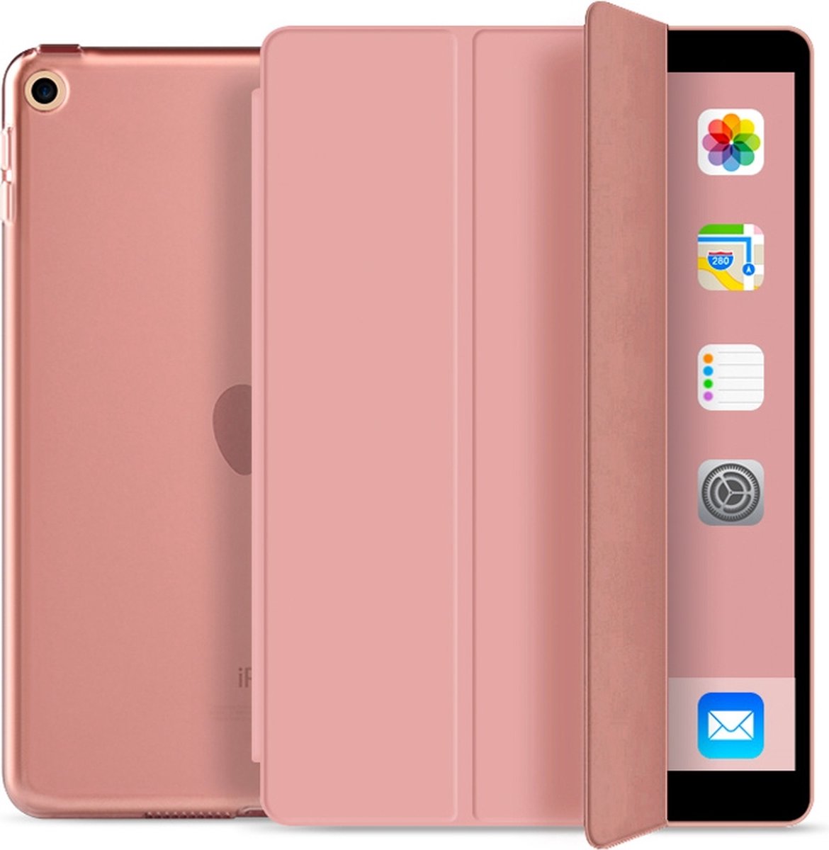 geschikt voor iPad 10.2 inch Folio Hoesje - 2021 - 2020- 2019 - Smart Cover - Hard Back Case - Multi Stand - Hoes voor 7e, 8e en 9e generatie roze