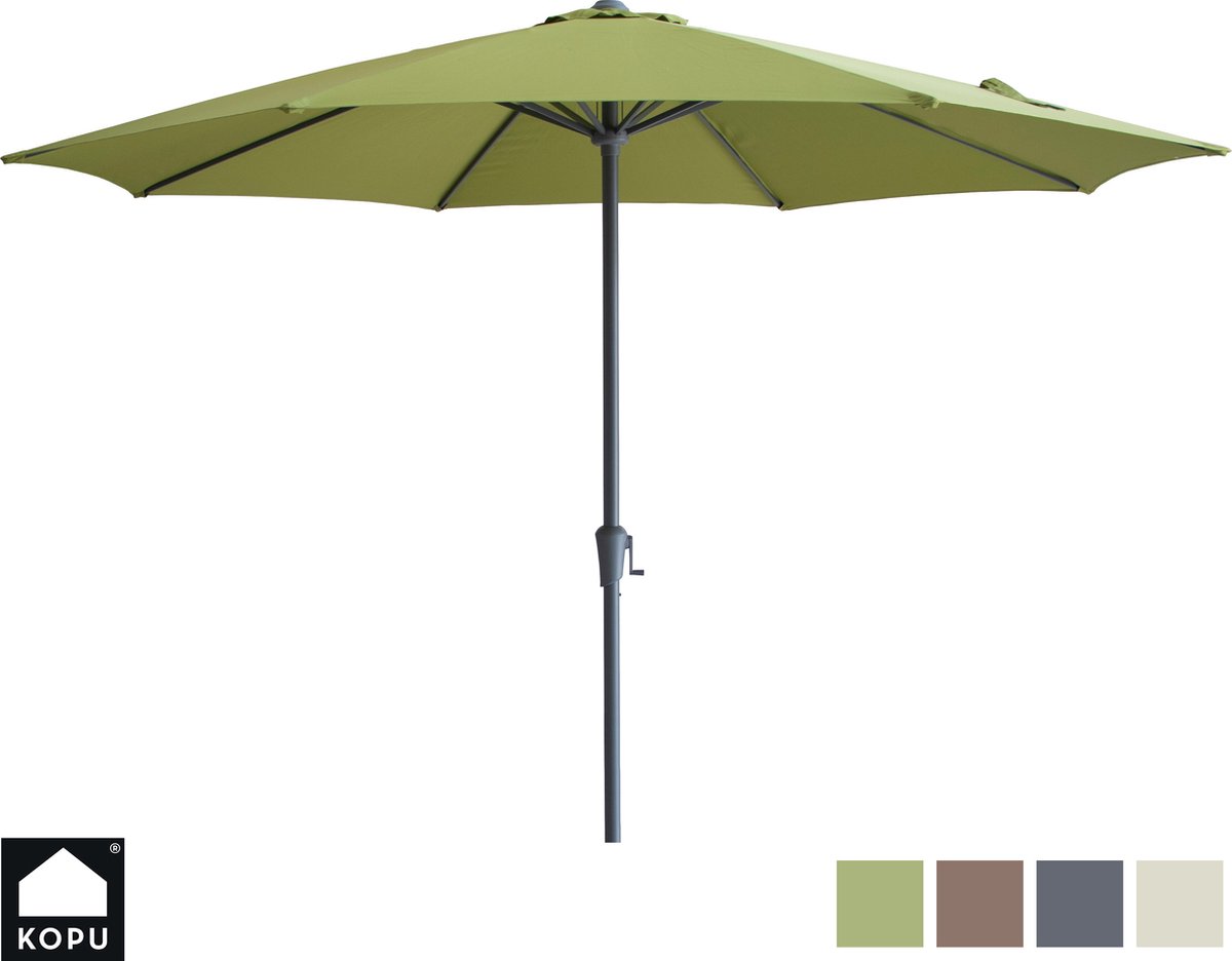 Bol.com Kopu® Madrid 350 cm Grote Parasol Rond met Beschermhoes - Olijfgroen aanbieding