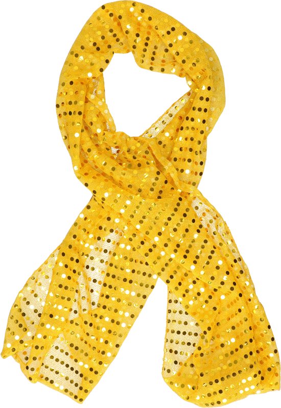 Pailletten sjaal - Goud - Disco - Glitter - Gouden Toppers/Dames verkleed/carnaval accessoires - verkleedkleding
