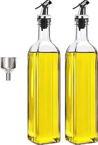 Nivard Bouteille d'huile avec bec verseur - Bec verseur d'huile d'olive - Rechargeable - Bouteille d'huile avec pipette - Bouteille d'huile d'olive - Distributeur d'huile - Distributeur d'huile - Bouteille d'huile - 500ML - 2 pièces