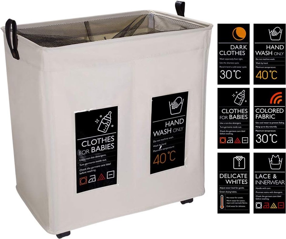 Goedkoopste Opvouwbare wasmand met wielen - Waterdichte opslag - Grote capaciteit 100L (beige