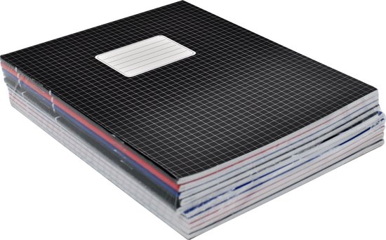 Schoolschriften A4 met kleine ruitjes - 10x stuks - wiskunde - gekleurde kaften - papier