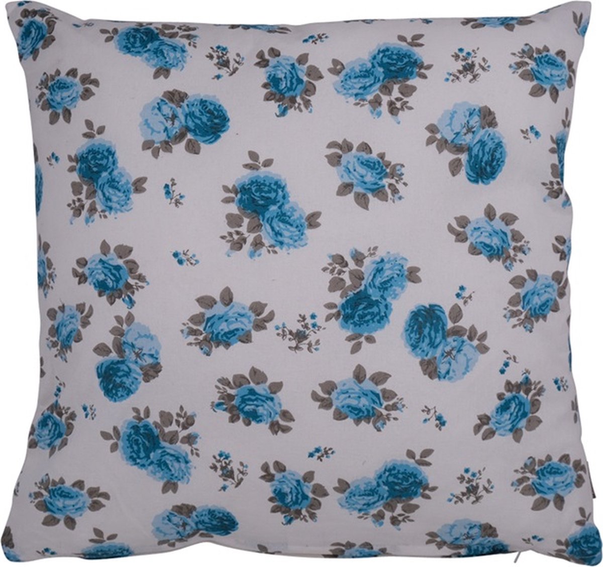 Linen & More Kussen Two Flowers Turquoise | 45 X 45 | Sierkussen Voor Woonkamer Of Slaapkamer Blauw
