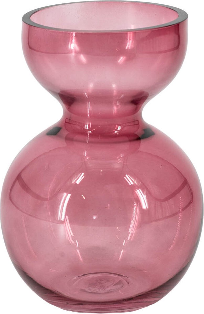 homebound by ky Glazen vaas roze | 17,6x17,6x25,3cm | bloemenvaas roze