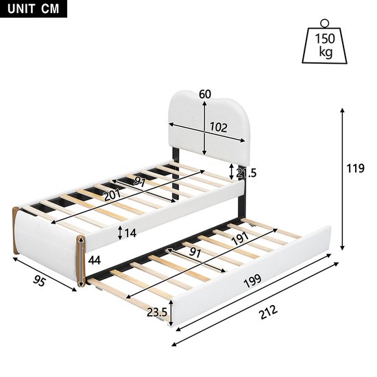 Gestoffeerd Bed 90 X 200 Cm, Kinderbed, Kunstleren Slaapbank Met Hoofd- En Voeteneinde Lattenbodem Roze