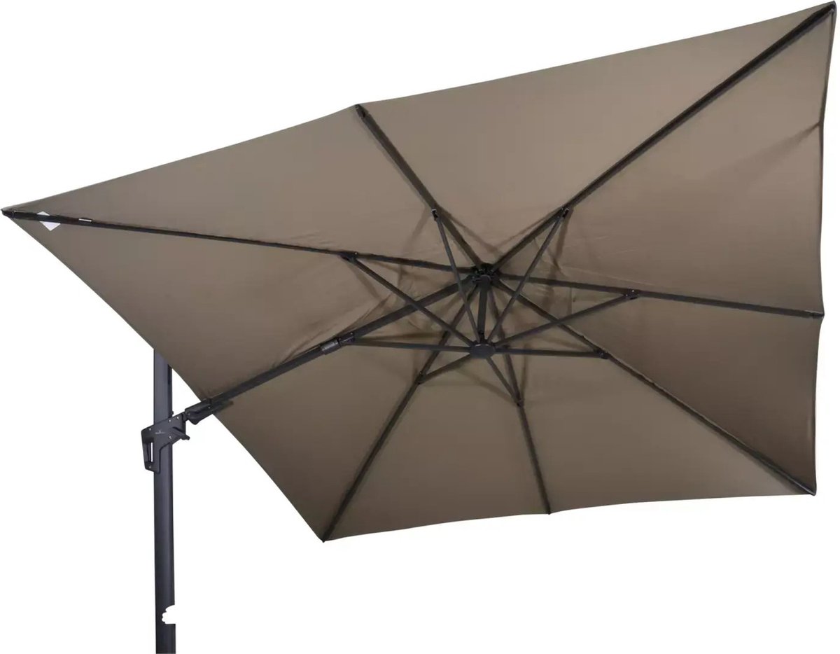 Grote Zweefparasol VirgoFlex Taupe 3x3m met verrijdbare 90kg voet