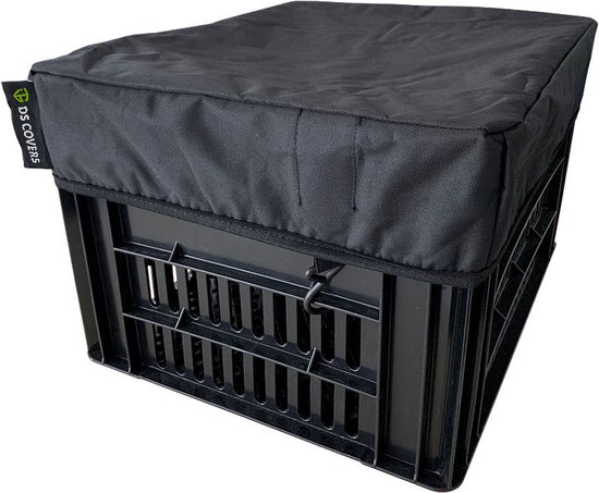 Foto: Crate fietskrathoes van ds covers maat m 35x45cm outdoor zwart waterdicht uv bescherming 600d polyester