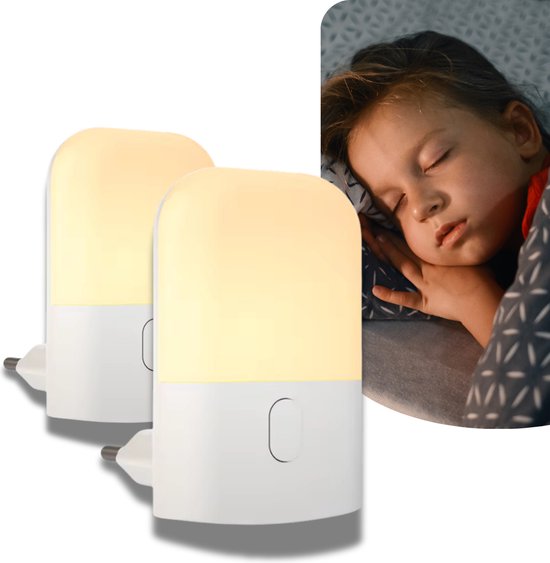 Latium Nachtlampje Stopcontact met Sensor Dag en Nacht - 2 stuks - Geschikt voor Baby's, Kinderen en Volwassenen