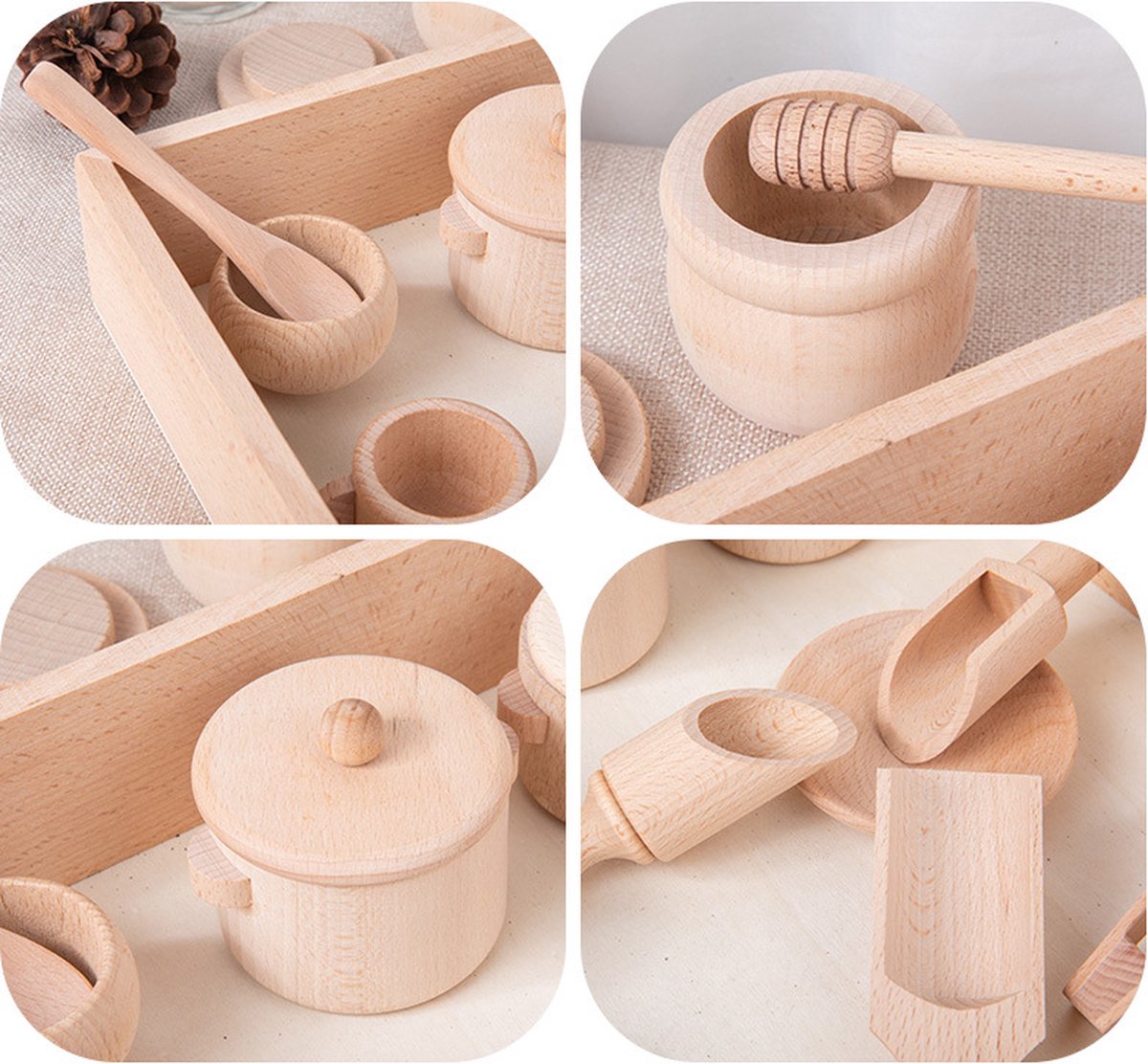 Houten Sensory Speelbak - Met Deksel & Accessoires - 30x30x6 cm — afbeelding 10