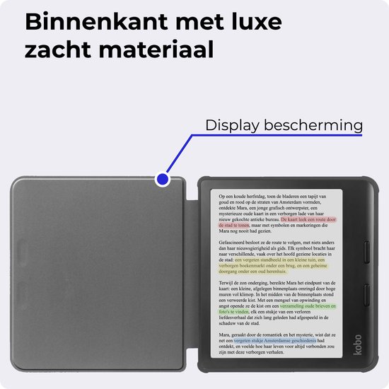Hoesje Geschikt voor Kobo Libra Colour Hoesje Luxe Bescherm Case - Hoes Geschikt voor Kobo Libra Colour Hoes Book Cover - Grijs van Hoesje  — afbeelding 4