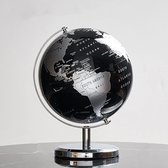 Globe rétro - Zwart/ Argent - Décoration de bureau Globe - Globe antique - Décoration de la maison - Cadeau Éducatif - Décoration de bureau - Wereldkaart - Globe classique - Accessoire de bureau - Globe élégant