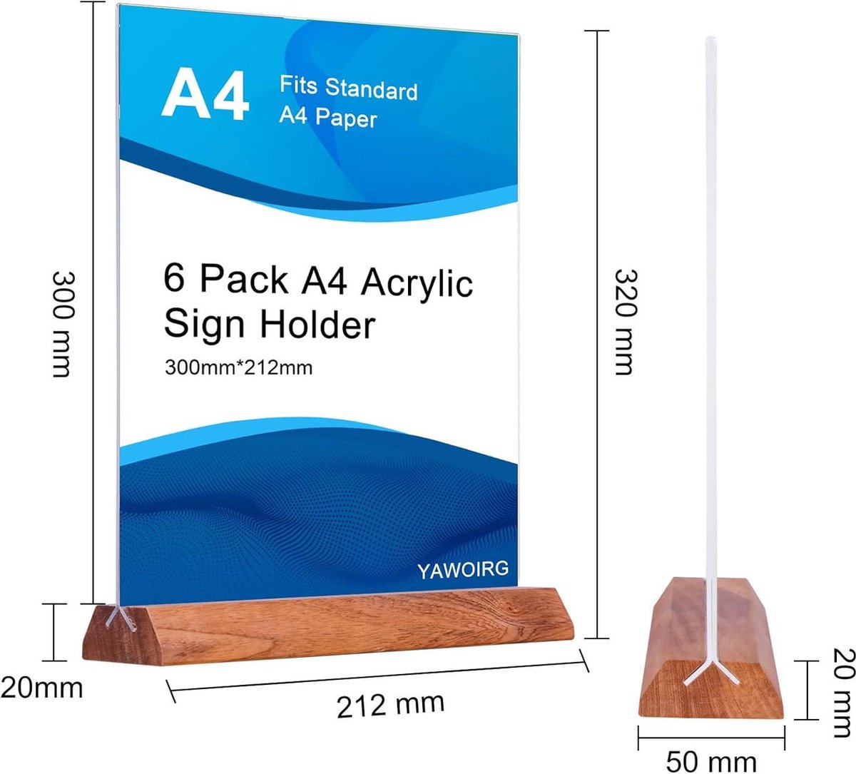 A4 acryl bord houder poster menuhouder, L-vorm perspex