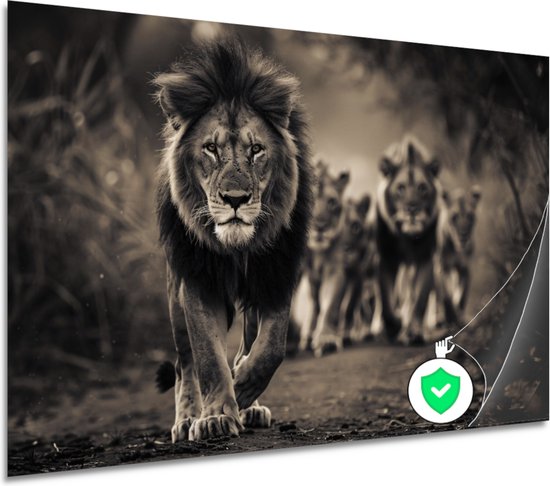 Affiche lion - Affiche Animaux - Affiche prairie - Décoration murale moderne - Affiche chambre - Affiche décoration maison 150x100 cm