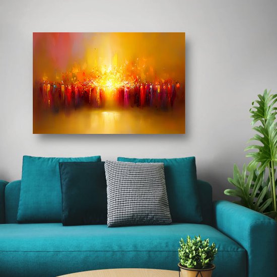 Tableaux volcan - Décoration murale nature - Peinture sur toile Explosion - Tableau Vintage - Tableaux sur toile salon - Toile d'art 60x40 cm