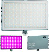 MOJOGEAR Lumi RGB LED-lamp XL - 18.5W - Stevig metaal - 10.000 mAh batterij/powerbank - Kleuren en Wit/geel licht - Krachtige cameralamp / studiolamp / videolamp - Grijs