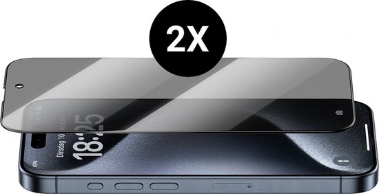 Protecteur d'écran iPhone 15 Pro Privacy - Glas trempé - 2 pièces - Verre de protection - Protecteur d'écran iPhone 15 Pro - Entièrement opaque