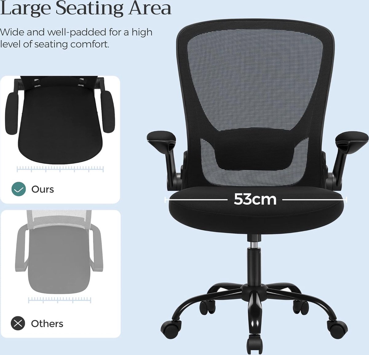 Ergonomische Bureaustoel – Kunststof – Rugleuning Verstelbaar – Mesh – Zwart thumbnail 3