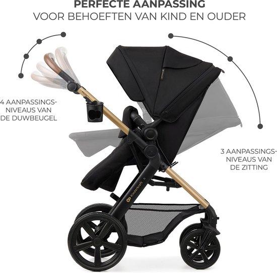 Kinderkraft MOOV 2 - 3-in-1 Kinderwagen - Wandelwagen en kinderwagen - Grote lekbestendige wielen - TRAVEL SYSTEM met MINK PRO i-Size autostoeltje - Vergrote kap UPF50+ - Accessoires: bekerhouder, muskietennet, regenhoes, tas - Zwart van Kinderkraft — afbeelding 3
