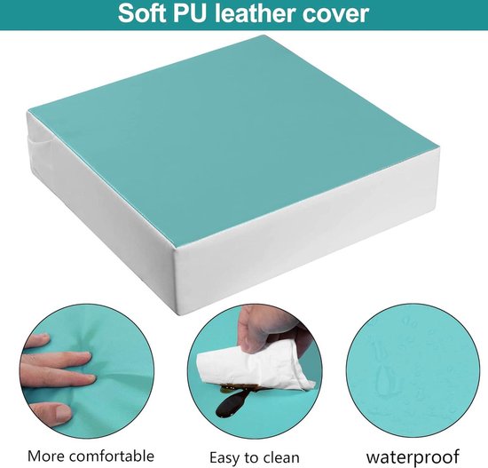 Kalawen Coussin Rehausseur Siège Enfant 32x32x8 Cm – Vert Imperméable Avec Ceintures Sécurité & Antidérapant