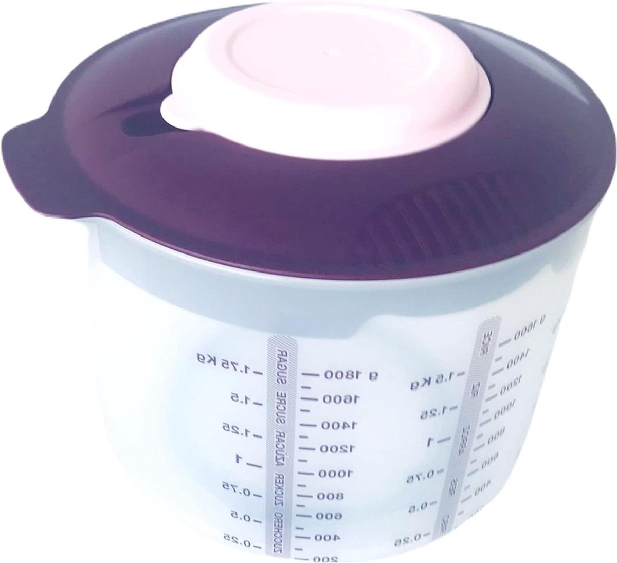 Bakken roer mix maatbeker Candy - 2 0 L - roerbeker bakhulp - D216 - braambes paars roze wit