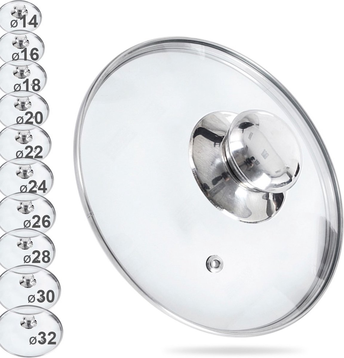 Deksel Glas 14 cm - Pannendeksel - Pandeksel - Potdeksel