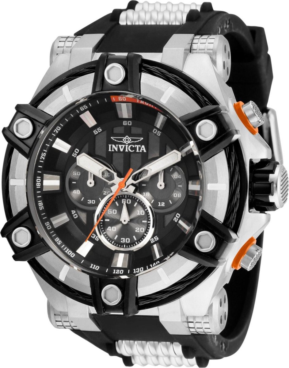 Invicta Bolt 35547 Heren Horloge - Waterdicht - Analoog - Quartz Uurwerk - Roestvrij Staal met zwarte Wijzerplaat -52mm