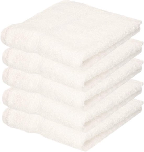 5x Luxe handdoeken wit 50 x 90 cm 550 grams - Badkamer textiel badhanddoeken