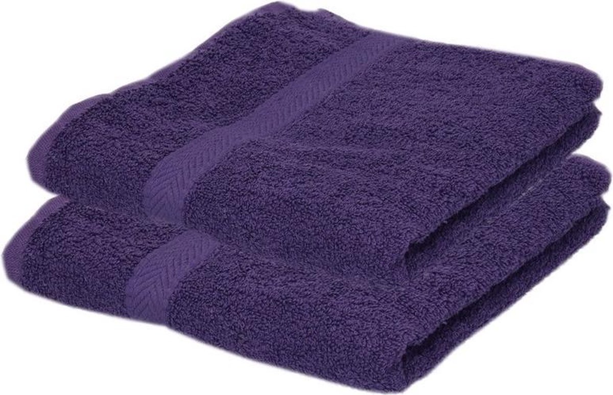 2x Luxe handdoeken paars 50 x 90 cm 550 grams - Badkamer textiel badhanddoeken