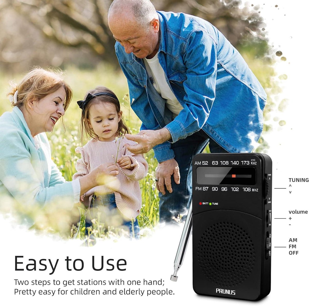 Draagbare Radio, PRUNUS J-166 AM(MW)/FM Kleine Batterij Radio, Mini Pocket Radio met Uitstekende Ontvangst, Afstemknop met Signaal Indicator, Transistor Radio(AA) (Rood