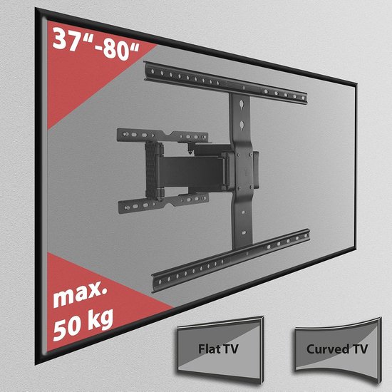 Poppstar TV Muurbeugel Verstelbaar Extrasterk 40'' 75'' Voor Flatscreen En Curved Scherm Tot 45 5kg Vesa Max 600x400 Kantelbare Draaibare Monitorbeugel 753043081