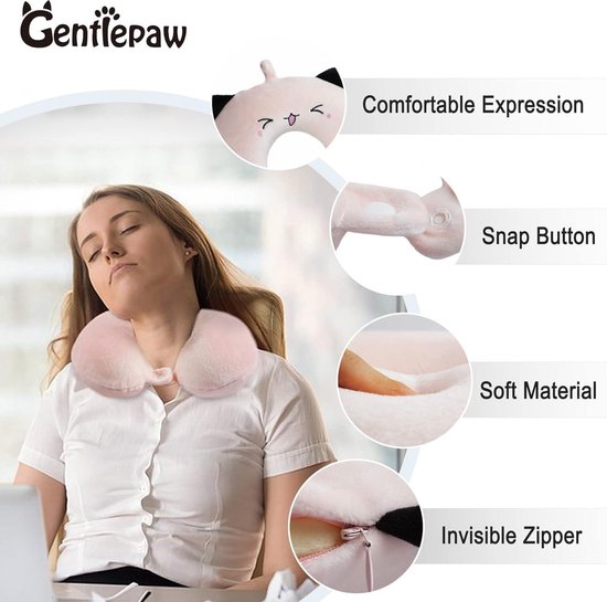 Oreiller cervical en mousse à mémoire de forme - kussen en U pour adultes et enfants - Rose - Camping et sommeil