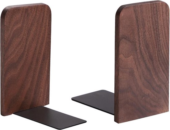 Serre-livres en bois - Serre-livres pour étagères - Arrêt de livre décoratif - Cadeau/Maison/Bureau/ École - Bois de noyer - 13x108x8cm