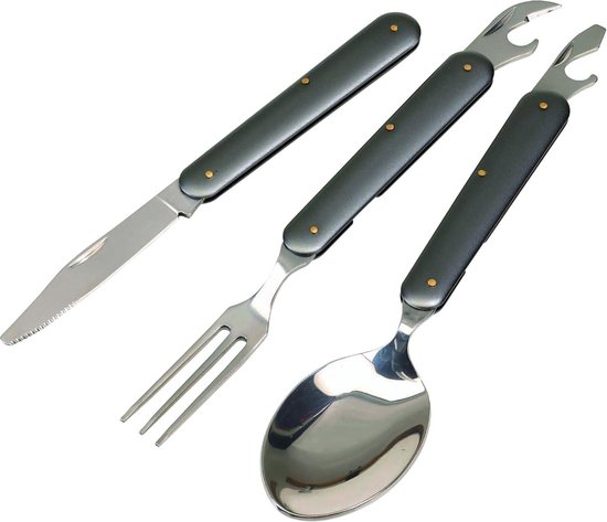 Navaris 2x spork titanium campingbestek - Vork, mes en lepel in één
