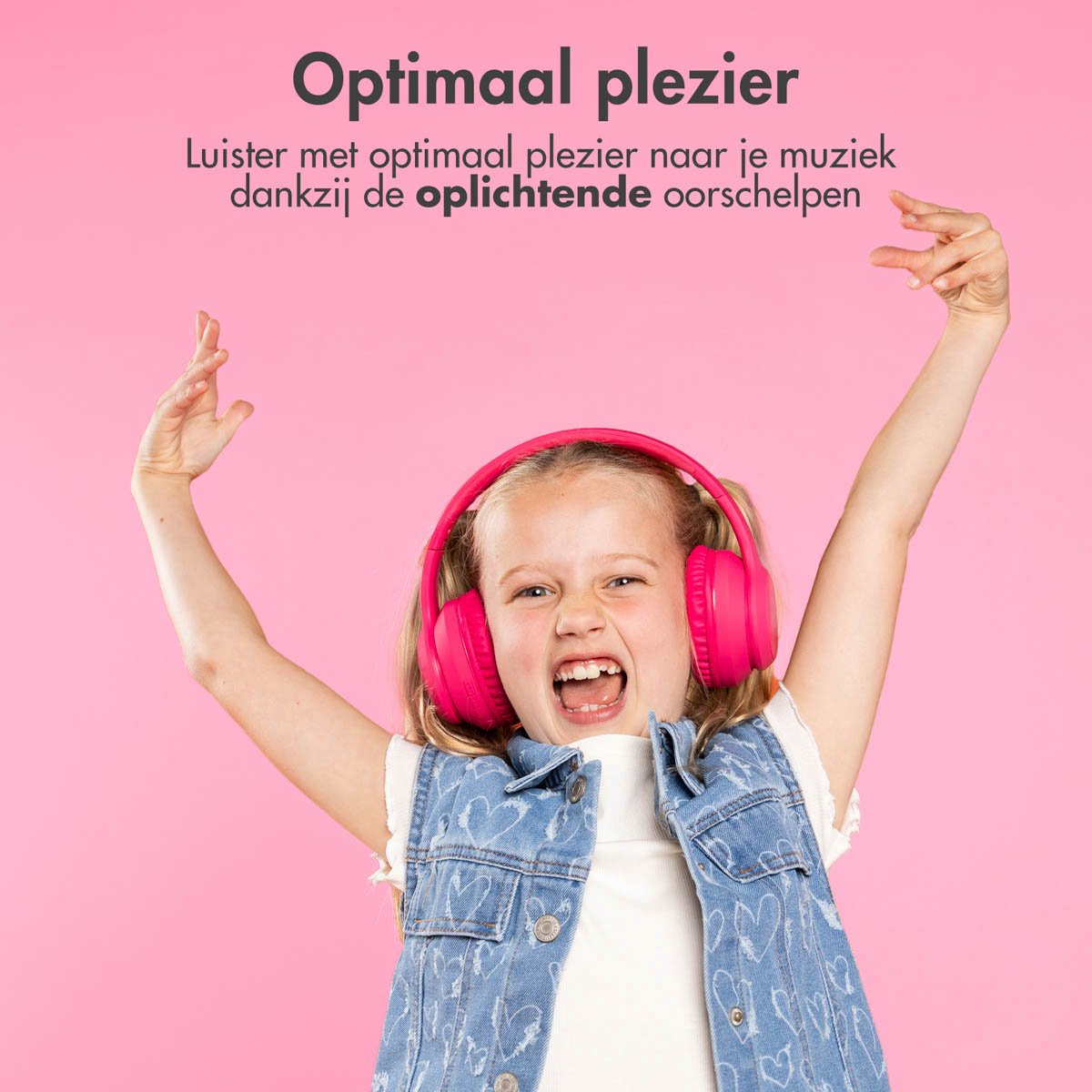 Afbeelding 2 van imoshion Kinder Koptelefoon met LED Verlichting - Met Decibelbegrenzer - Bluetooth Koptelefoon Kinderen - Draadloze Over-Ear Hoofdtelefoon - Hot Pink