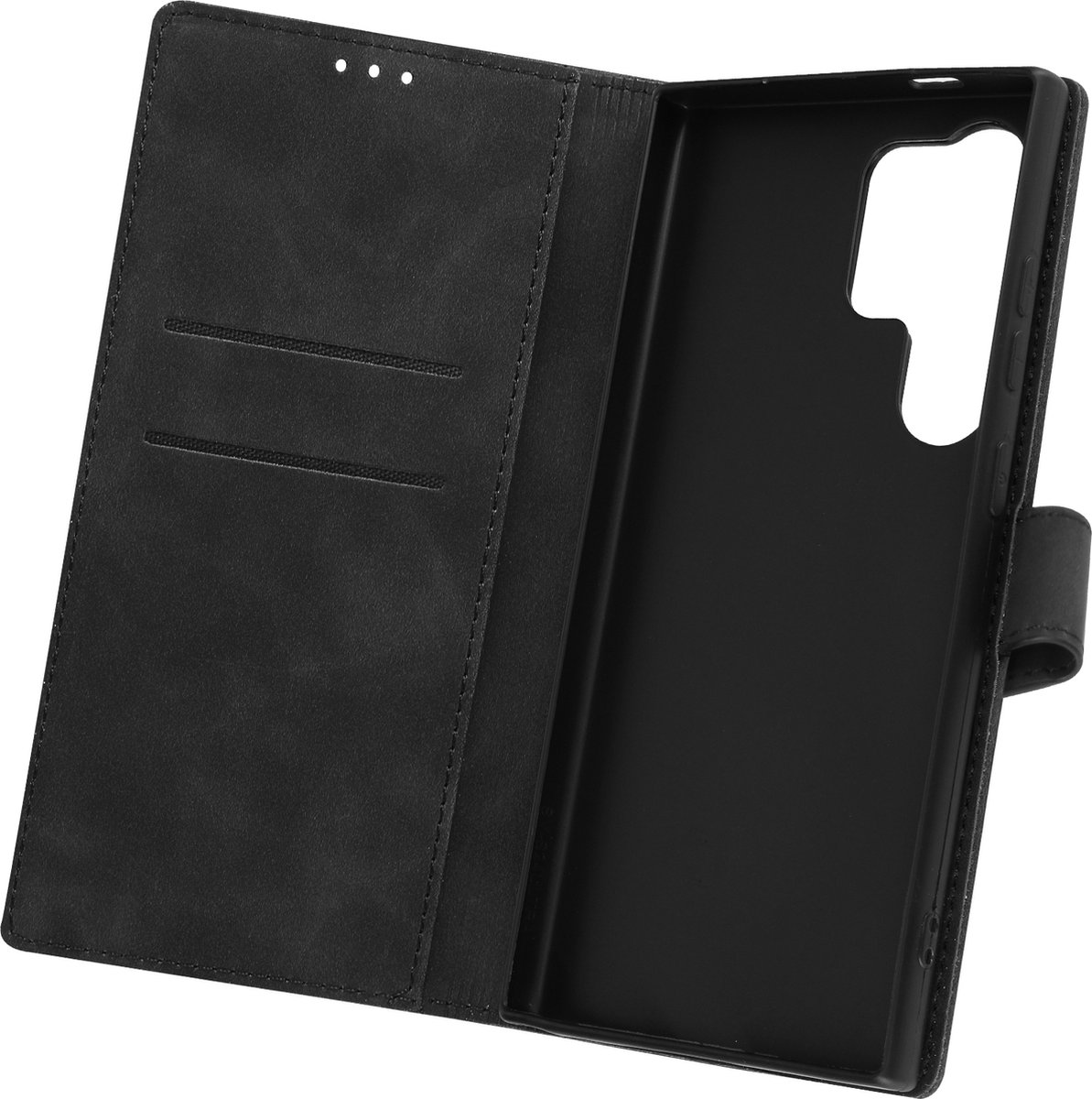 Akashi, Foliohoes Geschikt voor Samsung Galaxy S24 Ultra Portfolio ondersteunende functies, Zwart