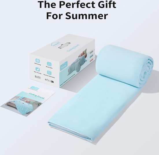 CHOSHOME Koeldeken, dubbelzijdig koudeeffect, voor slapen, tweezijdige zelfkoelende lichte zomerdeken met Japanse Q-Max 0,42 koelvezels, dubbelzijdig, zachte deken voor mensen, blauw, 200 x 220 cm CHOSHOME Koeldeken, dubbelzijdig koudeeffect, voor slapen, tweezijdige zelfkoelende lichte zomerdeken met Japanse Q-Max 0,42 koelvezels, dubbelzijdig, zachte deken voor mensen, blauw, 200 x 220 cm